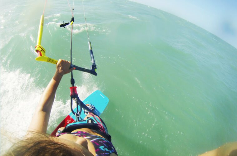 A shot of my kitesurfing in Brazil – the first stop of my kitesurf-around-the-world-trip