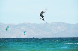 Kitesurfing or rather flying through the air in La Ventana, Mexico.