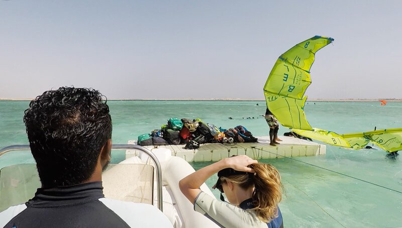The platform in the middle of the Red Sea in Soma Bay to launch your kites from