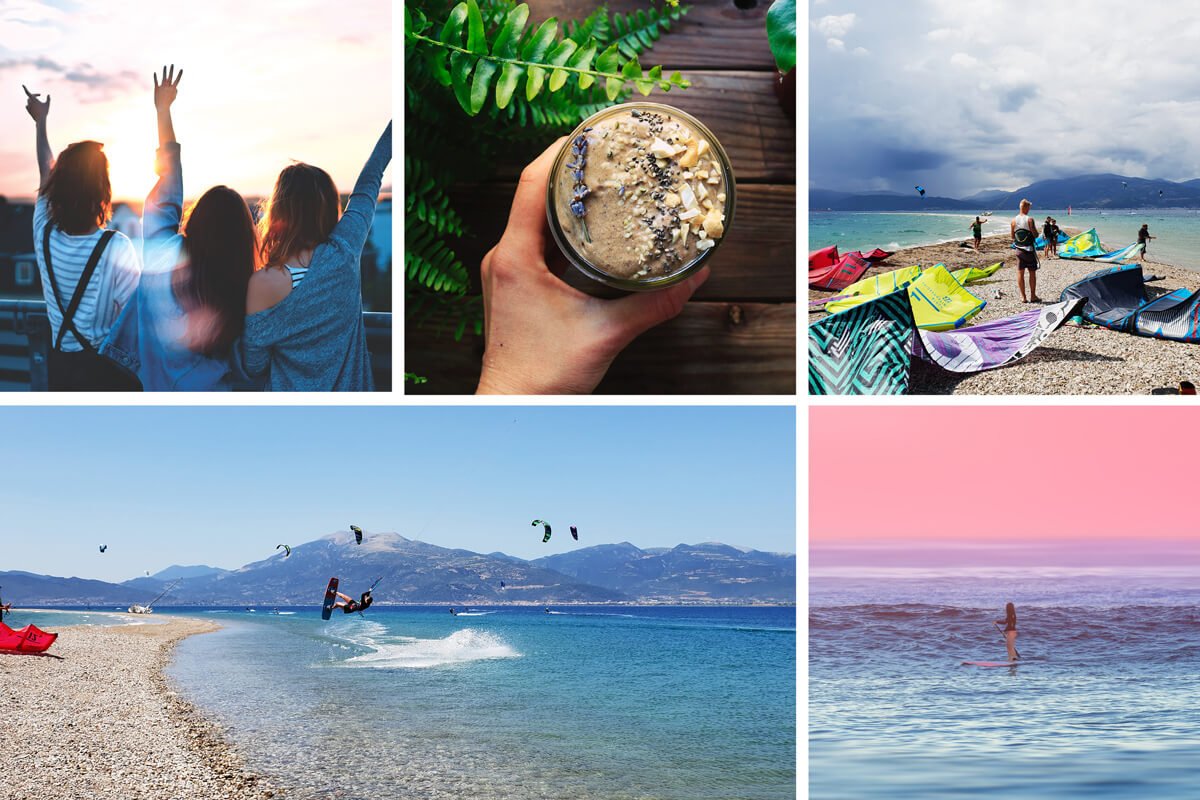 Kitecamp Drepano Greece with daily yoga and kite coaching
